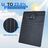 300W Portable Flexible ETFE Solar Panel Kit High Efficiency Monocrystale Cells, Waterproof, Foldable for 12V Battery Charging