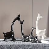 4pcs/set Cute Abstract Deer Ornament, Ceramic Statue Art Craft, For Bookshelf Home Living Room Office Cafe Decor, Room Tabletop Display Entryway Decor, Winter Christmas New Year Decor