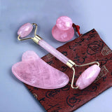 Natural crystal powder jade roller facial massage, beauty massage stick scrapping plate stone