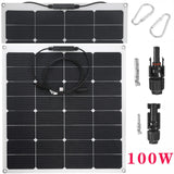100W 18V ETFE Solar Panel+30A/60A/100A Solars Charge Controller with Connectors, Carabiners,Wire Cable Outdoor Energy RV Plate