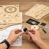 1pc 3D Wooden Puzzles Construction Model Kit To Build DIY Music Box Building Kits Rotating Merry-Go-Round, Xmas Gift