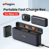 For aMagisn Fast Charge GoPro Hero13 Battery Storage Box Smart Charger Accessories for GoPro13 Action Camera