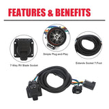 Trailer Wiring Harness Set 56070 7 Foot 7Pin Vehicle-Side Truck Bed For Chevy Dodge Ram GMC Ford Toyota