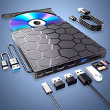 External CD/DVD Drive Player, 7 In 1 USB 3.0 CD/DVD-ROM +/-RW CD Burner For Laptop Desktop M-a-c,Windows 11/10/8/7 ux