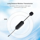 UHF Wireless Microphone Clip-on Mic 50M Transmission Battery 3.5mm TRRS Plug 6.35mm TRS for Smartphone Computer Vlog Interview