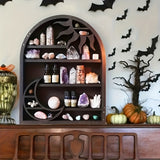 Bohemian style floating wall frames, sun moon crystal display racks, and artificial wood Arlene walls