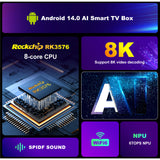 H96 MAX M9 AI Android14 TV BOX Rockchip RK3576 8-Core 2.4G 5G Wifi6 BT5.4 1000M LAN 8K 4K 4GB 64GB 8GB 128GB