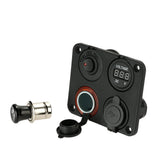DIY Four Hole Panel Base Dual USB Voltmeter Cigarette Lighter + ON-OFF Button Switch for Car Truck Motorcycle Boat ATV