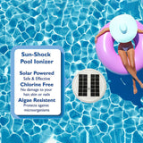 Chlorine-Free Solar Copper Pool Ionizer - 85% Less Chlorine, Auto Switch RGB Night Light, Up to 35000 Gal