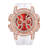 PINTIME Men's Watches Sport Diamond Ice Out Spider-Shaped Dial Silicone Strap Fashion Quartz Wristwatch Watreproof Reloj Hombre