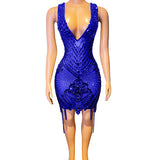 2024 Summer New Fashion Deep V Sexy Sleeveless Mesh Perspective Temperament Wrapped Hip Evening Dress