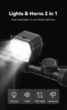 OFFBONDAGE Bicycle Headlight 2-In-1 Near And Far Light 2/4 Lamp Beaded Wire Control Bell Horn Mountain Bike Accessory
