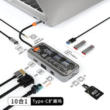 USB C hub 10 in 1 docking station Type-C to PD HD-MI USB3.0*3 SD TF ethernet RJ45 1000M VGA AUDIO 3.5mm For Laptop