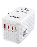 LENCENT 120W GaN Universal With1 USB-A+3 Type-C All-in-one Adapter Fast Charger EU/UK/USA/AUS Plug for Travel