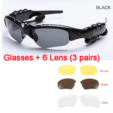 JINSERTA Sport Stereo Wireless Bluetooth Headset 3 colorful Sun lens Earphones Sunglasses mp3 Riding Glasses
