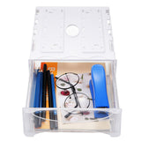 Bisofice Under Drawer Hidden Storage Box Desktop Organizer Transparent Tray Suitable for Desk with Lip Installation