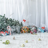 3PCS Handmake Iron Art Elk Deer Christmas Garden &LED Light Glowing Glitter Reindeer Xmas Home Outdoor Yard Ornament Decor