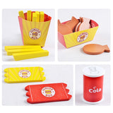 Simulation Wooden Hamburger Fries Fast Food Model Set Pretend Play Toy Creating Stacking Burger Combinations Kids