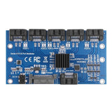 1 to 5 Expansion SATA3.0 Motherboard 6Gbps Multiplier JMB575 SATA Port Riser Card Adapter PC Accessories
