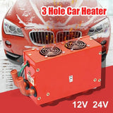 12V/24V 3 Hole Heating Fan 24W Truck Car Low Noise Winter Warm Dryer Glass Defroster Window Heater Interior Accessories