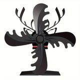 1pc, Wood Stove Fan, Elk Modeling Design 4 Blades Heat Powered Fireplace Fans Eco Fan For Home Wood/Log Burner/Fireplace Cute Aesthetic Stuff Home Decor Room Decor Fall Winter Essential Back To School Supplies