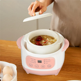 B89B-Electric Stew Pot For Home Kitchen Soup Pot Smart Appointment Timing Cooker Prevention Dry Burning Pink