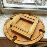 Portable Wooden Outdoor Wine Table Folding Picnic-Table With Glass Holder 2 In 1 Wine Glass Rack Outdoor Picnic Folding Table