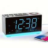 1pc Alarm Clock With FM Radio, USB Charging, 4.57cm Ice Blue LED Display, Night Light, Dual Alarm, Snooze, Dimmer Control, Bedside Office Electronic Clock ITOMA CKS508-EU