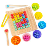 Toy Rainbow Ball Wooden Training Clip Beads Puzzle Board Game For 3+ Years Kids