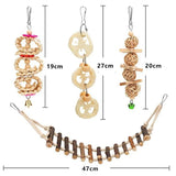 Bird Parrot Toys Wooden Hanging Swing Hammock Chewing Climbing Ladders Perches Pet Cage Accessories