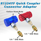 Freon R1234Yuto Car Quick Coupler Connector Brass Adapters Air Conditioning Refrigerant Adjustable AC Manifold Gauge