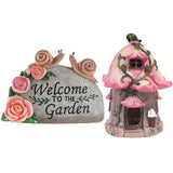 Solar Powered Garden Statue Snail House Figurine Light LED Welcome Sign Ornament Outdoor Courtyard Decor