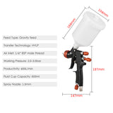 HVLP Spray Kit 1.3mm Nozzle 600ml Fluid Cup Gravity Feed Air Sprayer Mini Handheld Paint Spraying Gun for Painting