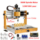 Offe Aluminum Mini CNC Router Engraving 3018 Plus2.0 500W Spindle 5.5W 10W Laser GRBL PCB Milg hine