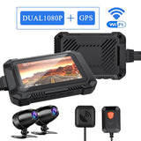Motorcycle Driving Recorder Waterproof 3 Inch Screen with Two 1080P Cameras Support Wifi Gps Gravity Sensing Loop Recording