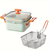 1pc Multifunctional Pot, Home Kitchen Pot With Double Ears, Steam Soup Pot, Frying Pot, French Fries Small Frying Pan