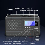 Portable Radio FM/AM Full Band Radio Receiver Digital Memory Function Radio Stereo MP3 Player Support U Disk