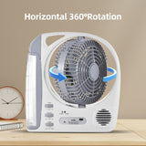 6-in-1 Portable Electric Outdoor Fan - Solar Powered, Rechargeable, with LED Light, 2 Wind Speeds and Brightness Adjustable