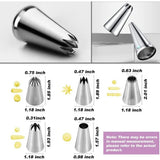 5 large stainless steel nozzles for decorating pastry utensils such as cupcakes and cookies