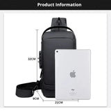 Multifunction Patent Leather Cycg Chest Waterproof Crossbody Anti-theft Travel Bag Male USB Charging Pack