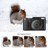 Andoer CD-R2 2.7K Full-HD 30MP Camera Video Camcorder 3.0-inch Rotation TFT Screen 4X Digital Zoom Electronic Anti-shake