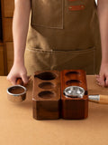 Coffee Handle Bracket and Walnut Hammer Base Set - Solid Wood Press Holder for 51/54/58mm