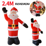 2.4M Christmas Iatable Set with LED Light Ornament Cartoon Giant Santa Claus for Xmas Garden Party Decoration