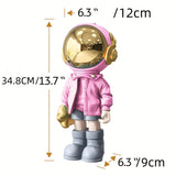 1pc Pink Astronaut Ornament, Resin Statue Art Craft, For Home Living Room Office Cafe Decor, Room Tabletop Display Entryway Decor, Winter Christmas New Year Decor
