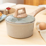 1pc  Medical Stone Saucepan, With Wooden Handle, Non-stick Pot, Small Milk Pot, Baby Food Pot, For Home Kitchen Restaurant,