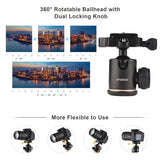 140cm/55inch Camera Travel Aluminum Alloy Tripod Stand with Ball Head 8kg Load Capacity for DSLRs Camcorders Phone