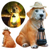 Resin Adorable Dog Figurines Ornament Gift Puppy Outdoor Solar Light Outsides Decorations for Yard Patio Lawn Porch