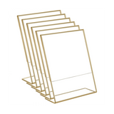 10PCS Acrylic Gold Frame, Slanted Back Sign Holder for Wedding Table Card Restaurant Signs Photos