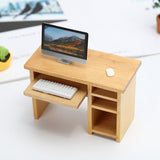 1:12 Miniature Small Computer Desk Furniture Model With Mouse And Keyboard Models Dollhouse Accessories