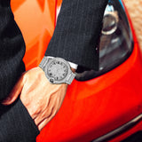 PINTIME Watch for Men Luxury Stainless Steel Quartz Wristwatches Waterproof 30m Bling Diamond Roman Number Dial Casual Clock